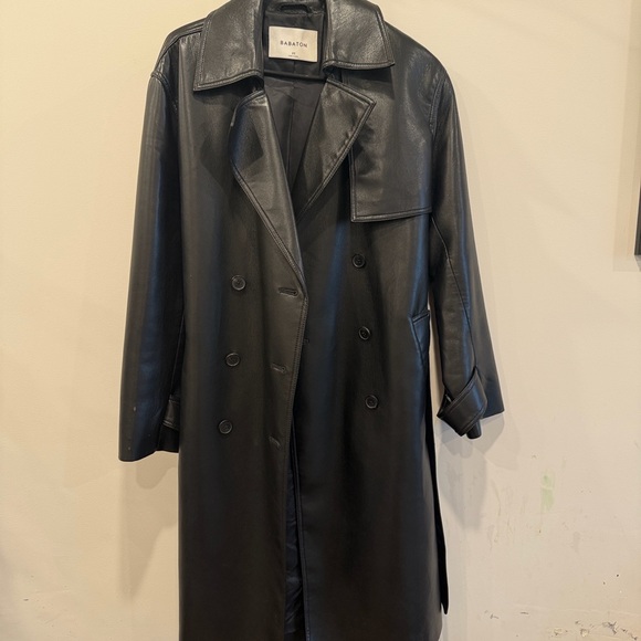 Aritzia Jackets & Blazers - Aritzia Black Leather Trench Coat